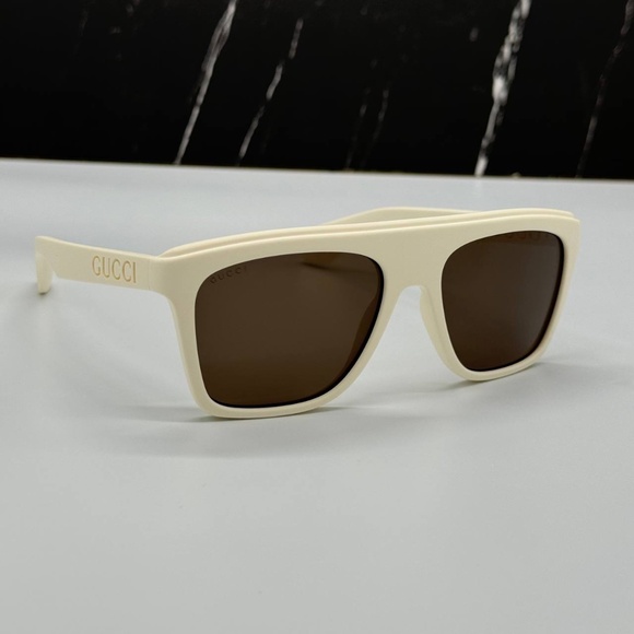 NEW GG1570S 003 GUCCI WHITE BROWN SQUARE UNISEX GUCCI SUNGLASSES - Picture 1 of 11